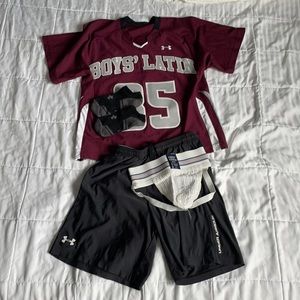 Game used high school lacrosse uniform